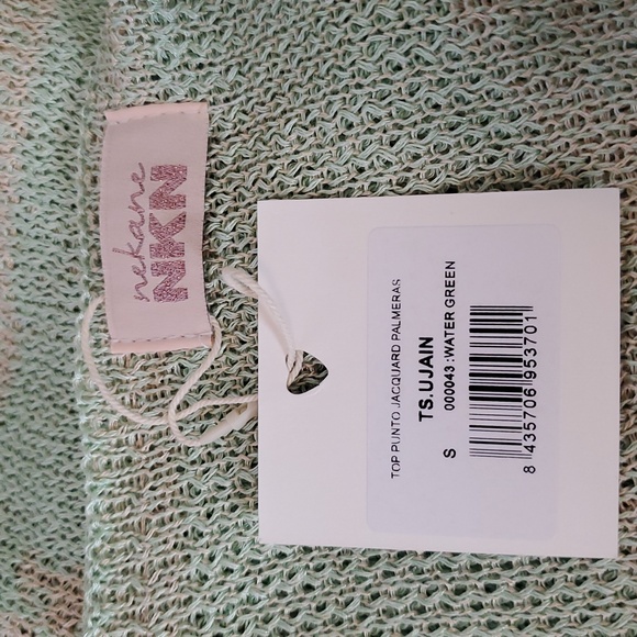 NKN Nekane Ujain Palm Tree Knit Tank Top Water Green Sand Peach Small NWT - Picture 7 of 11